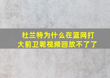 杜兰特为什么在篮网打大前卫呢视频回放不了了