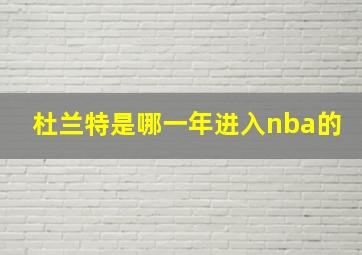 杜兰特是哪一年进入nba的