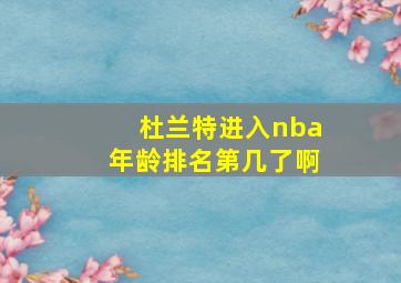 杜兰特进入nba年龄排名第几了啊