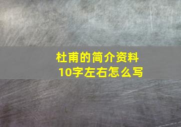 杜甫的简介资料10字左右怎么写