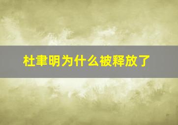 杜聿明为什么被释放了