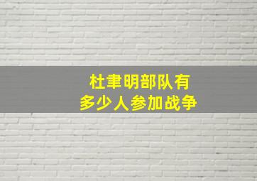 杜聿明部队有多少人参加战争