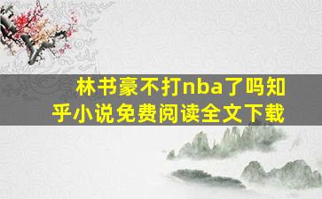 林书豪不打nba了吗知乎小说免费阅读全文下载