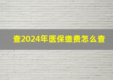 查2024年医保缴费怎么查