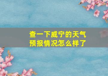 查一下威宁的天气预报情况怎么样了