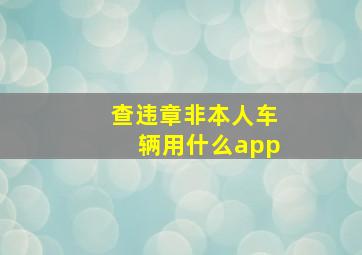 查违章非本人车辆用什么app