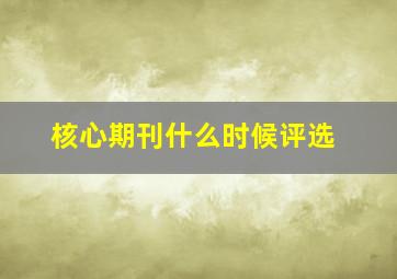 核心期刊什么时候评选