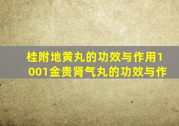 桂附地黄丸的功效与作用1001金贵肾气丸的功效与作