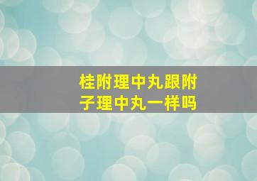 桂附理中丸跟附子理中丸一样吗