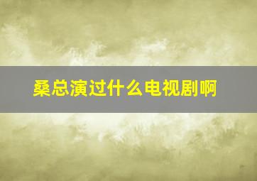 桑总演过什么电视剧啊