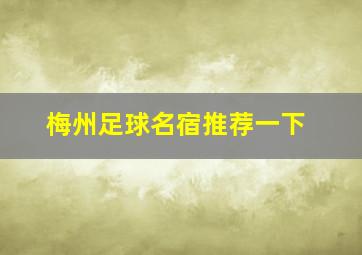 梅州足球名宿推荐一下