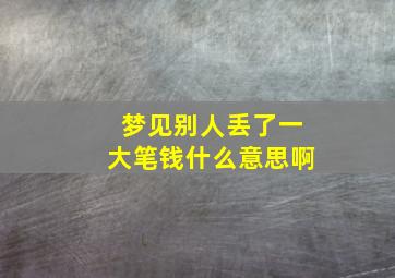 梦见别人丢了一大笔钱什么意思啊