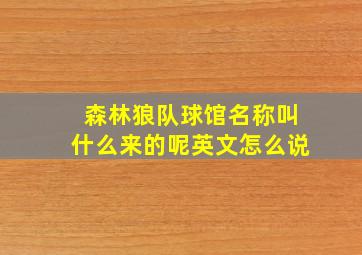 森林狼队球馆名称叫什么来的呢英文怎么说