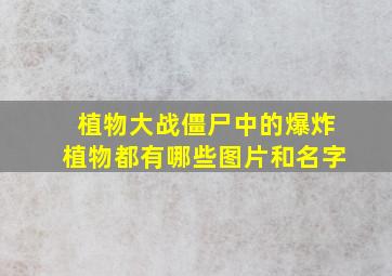 植物大战僵尸中的爆炸植物都有哪些图片和名字