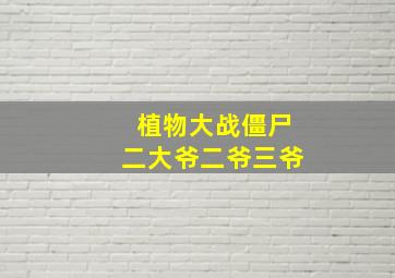 植物大战僵尸二大爷二爷三爷