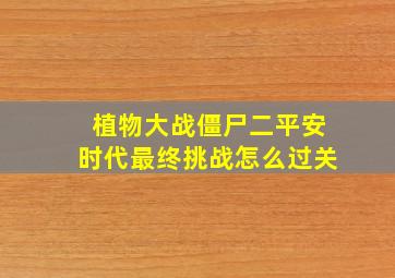 植物大战僵尸二平安时代最终挑战怎么过关