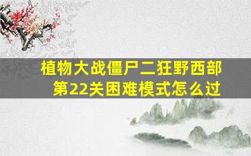 植物大战僵尸二狂野西部第22关困难模式怎么过