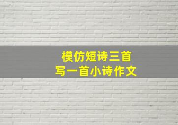 模仿短诗三首写一首小诗作文