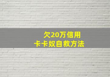 欠20万信用卡卡奴自救方法