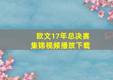 欧文17年总决赛集锦视频播放下载