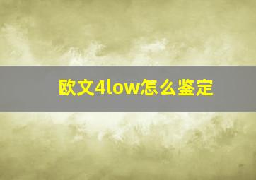 欧文4low怎么鉴定