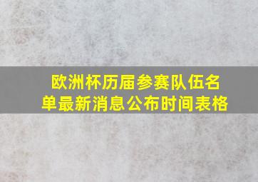 欧洲杯历届参赛队伍名单最新消息公布时间表格