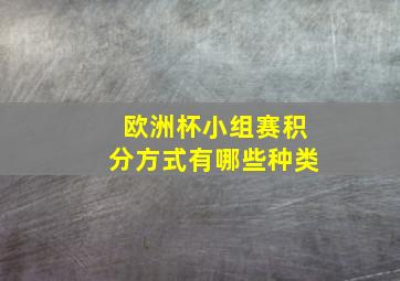 欧洲杯小组赛积分方式有哪些种类