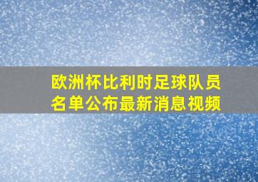 欧洲杯比利时足球队员名单公布最新消息视频