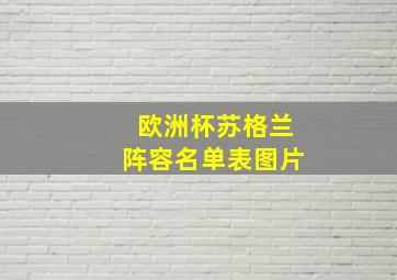 欧洲杯苏格兰阵容名单表图片