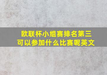 欧联杯小组赛排名第三可以参加什么比赛呢英文