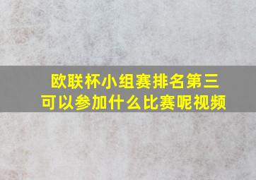 欧联杯小组赛排名第三可以参加什么比赛呢视频