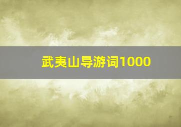 武夷山导游词1000