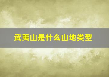 武夷山是什么山地类型