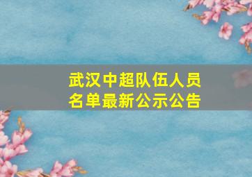 武汉中超队伍人员名单最新公示公告