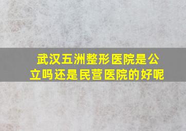 武汉五洲整形医院是公立吗还是民营医院的好呢