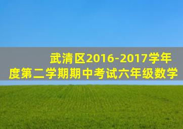 武清区2016-2017学年度第二学期期中考试六年级数学