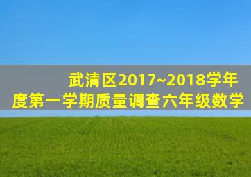 武清区2017~2018学年度第一学期质量调查六年级数学