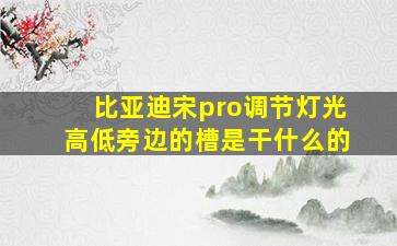 比亚迪宋pro调节灯光高低旁边的槽是干什么的