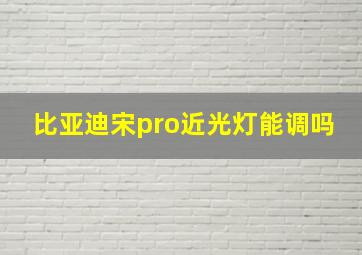 比亚迪宋pro近光灯能调吗