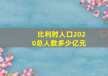 比利时人口2020总人数多少亿元