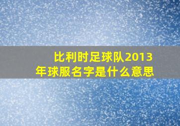 比利时足球队2013年球服名字是什么意思