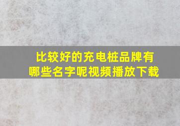 比较好的充电桩品牌有哪些名字呢视频播放下载