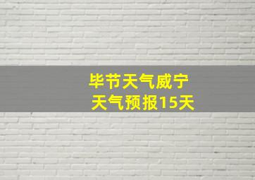 毕节天气威宁天气预报15天