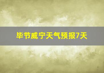 毕节威宁天气预报7天