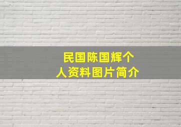 民国陈国辉个人资料图片简介