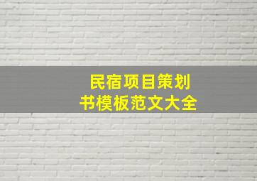 民宿项目策划书模板范文大全