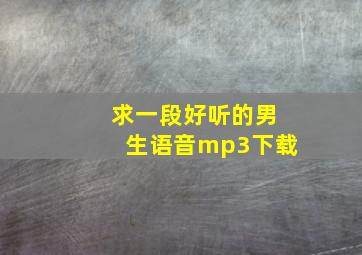 求一段好听的男生语音mp3下载