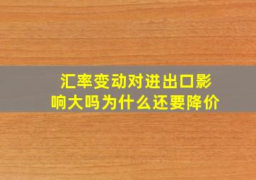 汇率变动对进出口影响大吗为什么还要降价