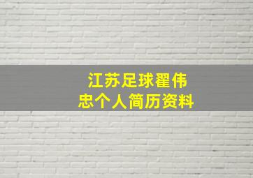 江苏足球翟伟忠个人简历资料