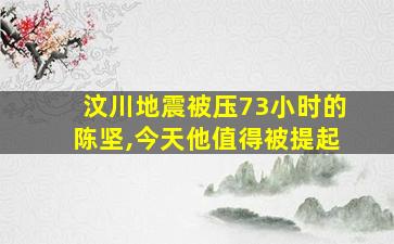 汶川地震被压73小时的陈坚,今天他值得被提起